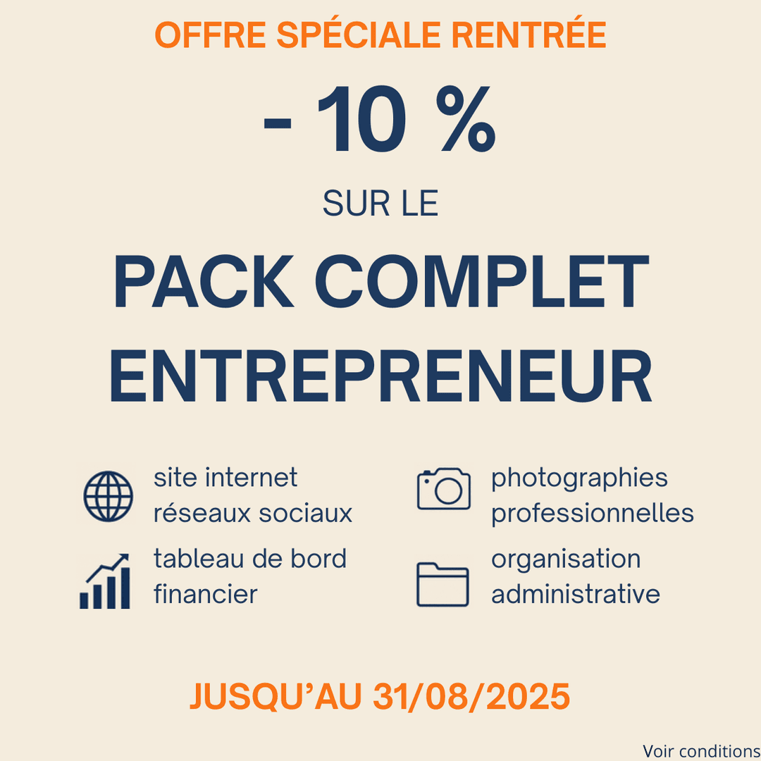 Image montrant l'offre spéciale de rentrée : -10 % sur le pack complet entrepreneur.